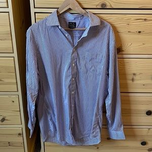 Jos. A. Bank White and Purple Stripe Button Down Size 16.5, 35